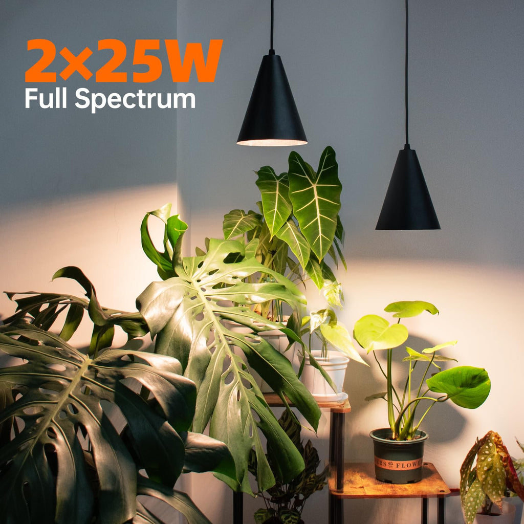 Bstrip Hanging Grow Light for Indoor Plants, Two Head One-Cord 50W