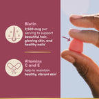 Nature's Bounty Optimal Solutions Hair, Skin and Nails Pectin Gummies, 2500 mcg Biotin Per Serving, No Stick Gummy, Vegetarian Formula, Strawberry Flavor, 200 count, 100 Total Servings