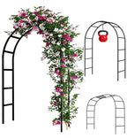 Adorox 7.8ft Garden Arch Trellis for Climbing Plants, Metal Arch Frame, Pumpkin Archway Outdoor Garden Arbors and Arches for Halloween Christmas Birthday Party Baby Shower Decoration(Black)