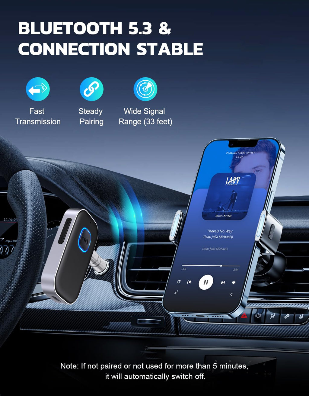 COMSOON Bluetooth Receiver for Car, 3.5mm AUX Bluetooth Car Adapter