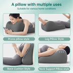 Memory Foam Wedge Pillow Intimacy Couples Pillow, Pregnant Ergonomic Contoured Position Pillow for Sleeping & Reading, Multi-Functional Bed Pillow Back Support Cushion All Grey