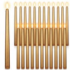 Macarrie 24 Packs Flameless Taper Candles Battery Operated Fake 11 Inch Long Candlelight LED Flameless Candlesticks Flickering Tapered for Spring Summer Wedding(Gold)