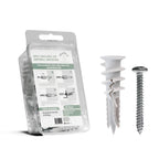 Reinforced Nylon 66 Drywall Anchors 90lb Limit, Self Drilling, Home Improvement Value Pack for Home Projects & Picture Hanging Kit, 25 Plastic Dry Wall Expansion Anchors and 25 Sheetrock Screws
