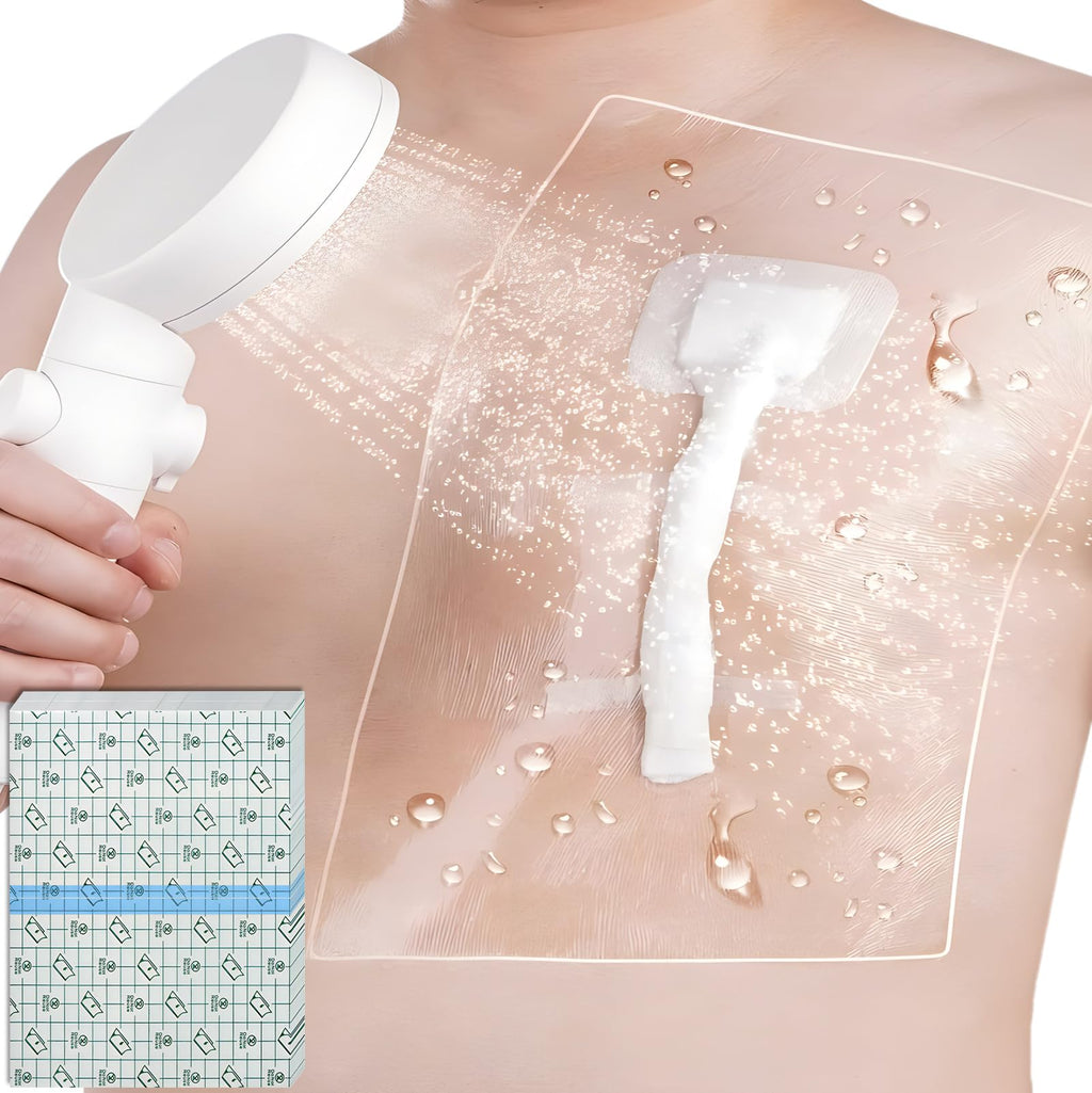 Shower Protector Dialysis Catheter Shower Cover Pd Catheter Shower Shields Dialysis Port Waterproof Picc Line Patch Wound Bandage for Showering 10"x12" 25 Pack