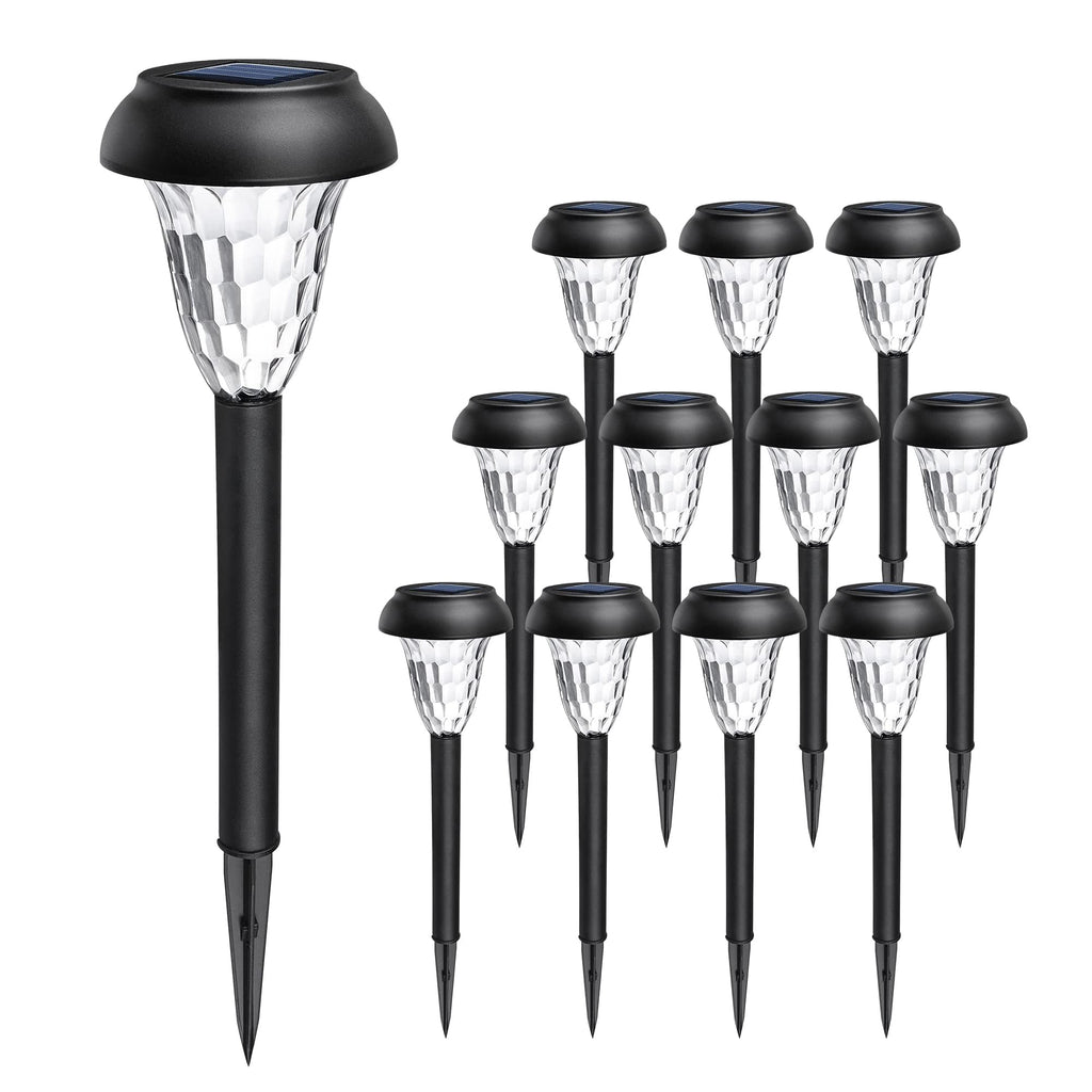 GIGALUMI 12 Pack Solar Light Outdoor Waterproof, Warm White Pathway Lights Solar Powered, Landscape Lighting, Garden Lights for Decor, Patio, Garden, Yard, Pathways, Walkway
