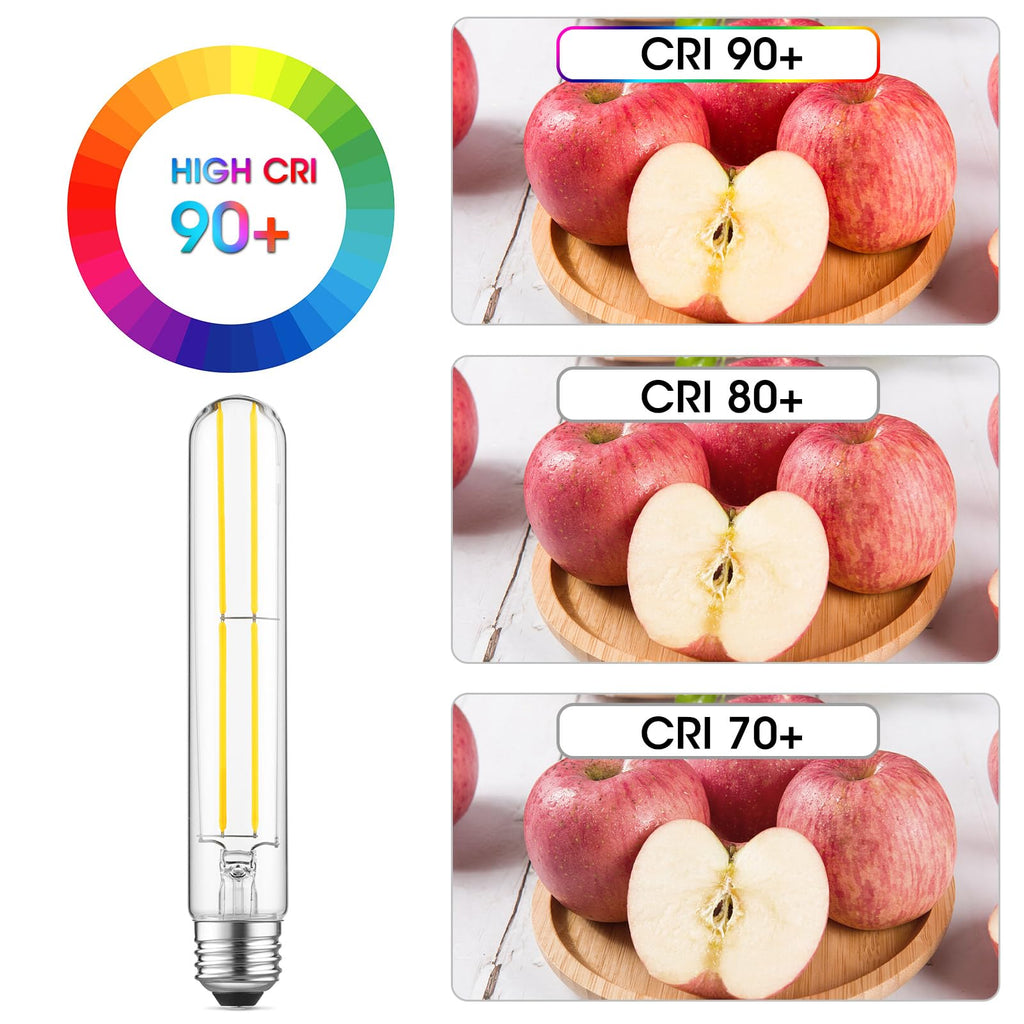Gozelux 7.3 Inch Long Tubular Vintage LED Edison Bulbs, 6W, Equivalent 60W, High Brightness Daylight 5000K, T10 LED Filament Bulbs with 90+ CRI, E26 Medium Base, Dimmable, Clear Glass, Pack of 6