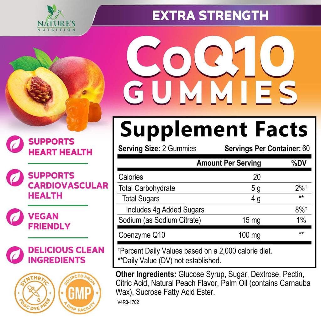 CoQ10 Gummies 100mg Per Serving - 3X Strength, High Absorption, Antioxidant Supplement for Heart Health Support & Energy Production, Ultra Coenzyme Q10 Vitamins, Coq 10 Supplements - 120 Gummies