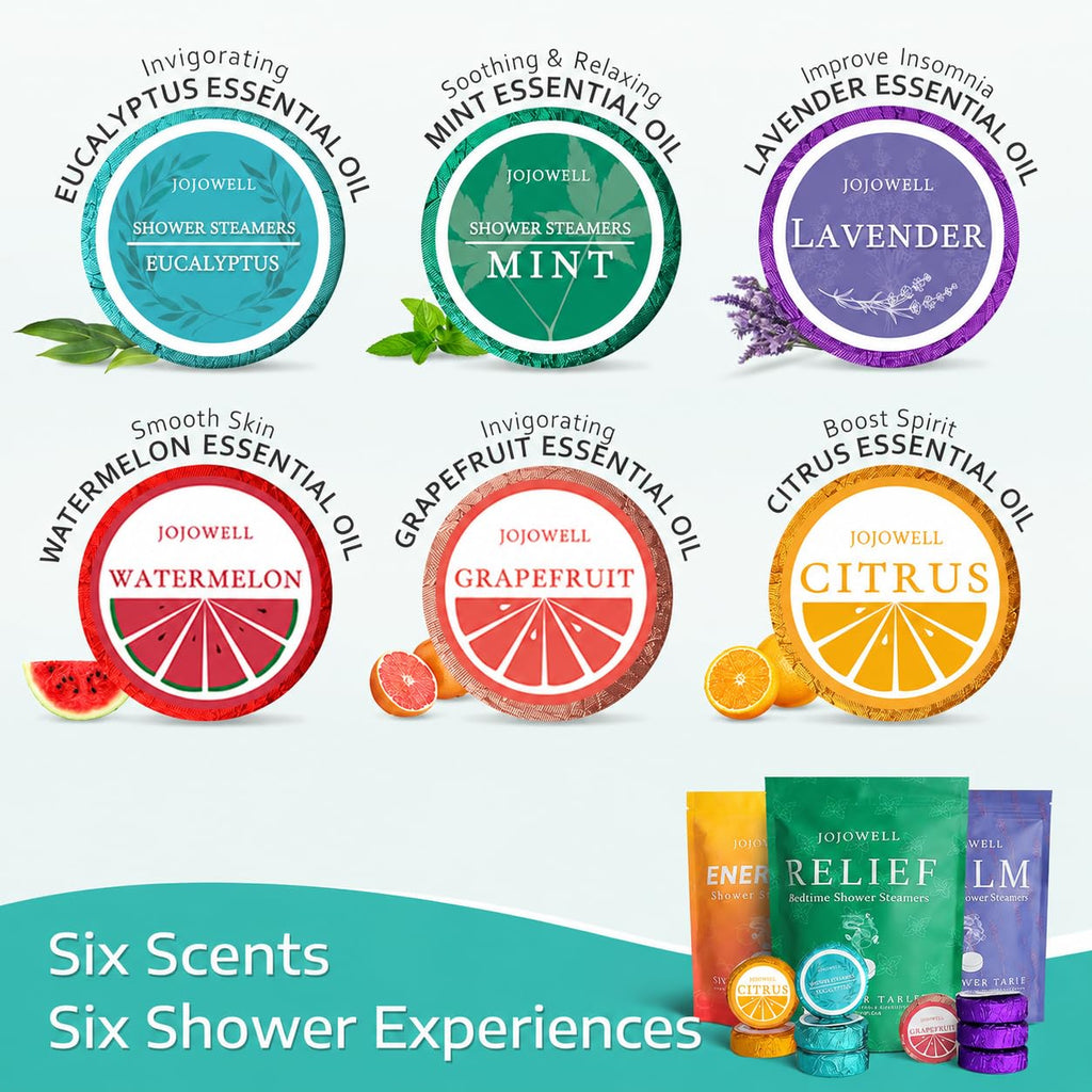 JoJowell Shower Steamers Aromatherapy - 18 Pack Birthday Gifts for Women, Mom Wife Her Teens, Christmas Stocking Stuffers, Self Care with Natural Essential Oils Relaxation Home SPA