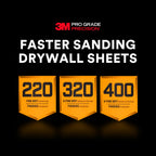 3M Pro Grade Precision Faster Sanding Sheets, NO-Slip Grip Backing, Assorted Grits 220/320/400, 9" x 11", 3 Sheets Each, 9 Total