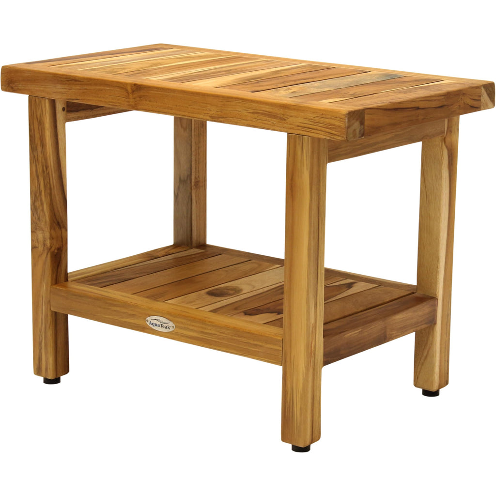 AquaTeak The Original 24" Spa Teak Shower Bench with Shelf