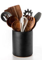 Nucookery Ceramic Kitchen Utensil Holder for Countertop, 6.4" Stone Black