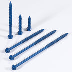 Wensilon(30 PCS) 3/16" * 3-3/4" Slotted Hex Concrete Screws Anchor Blue Hexagon Head for Anchoring to Masonry, Block or Brick Stucco