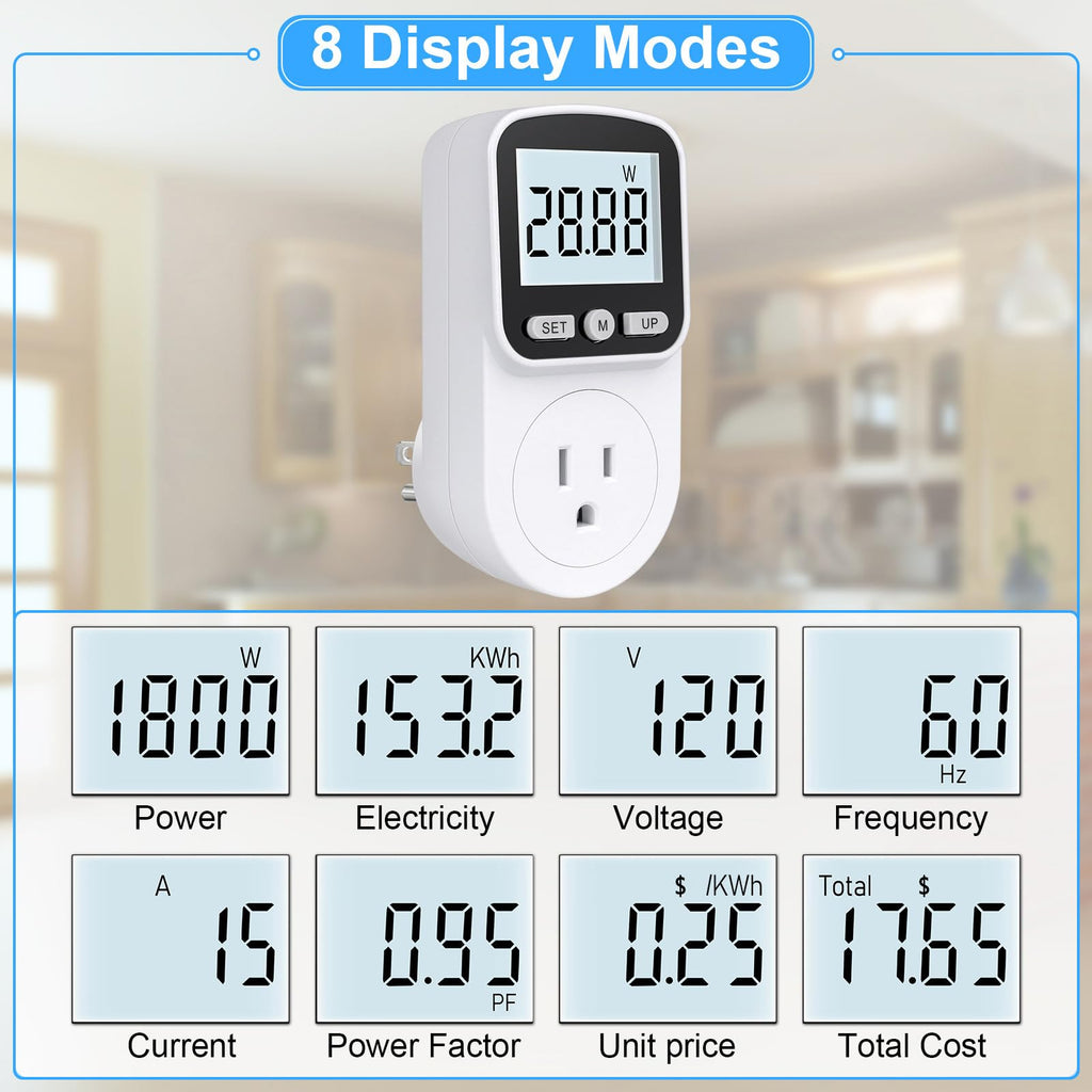 2 Pack Watt Meter Power Meter Plug Home Energy Monitor Electricity ...