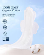 RPE Life 100% GOTS Organic Cotton Overnight Pads, Size 5, 72 Count