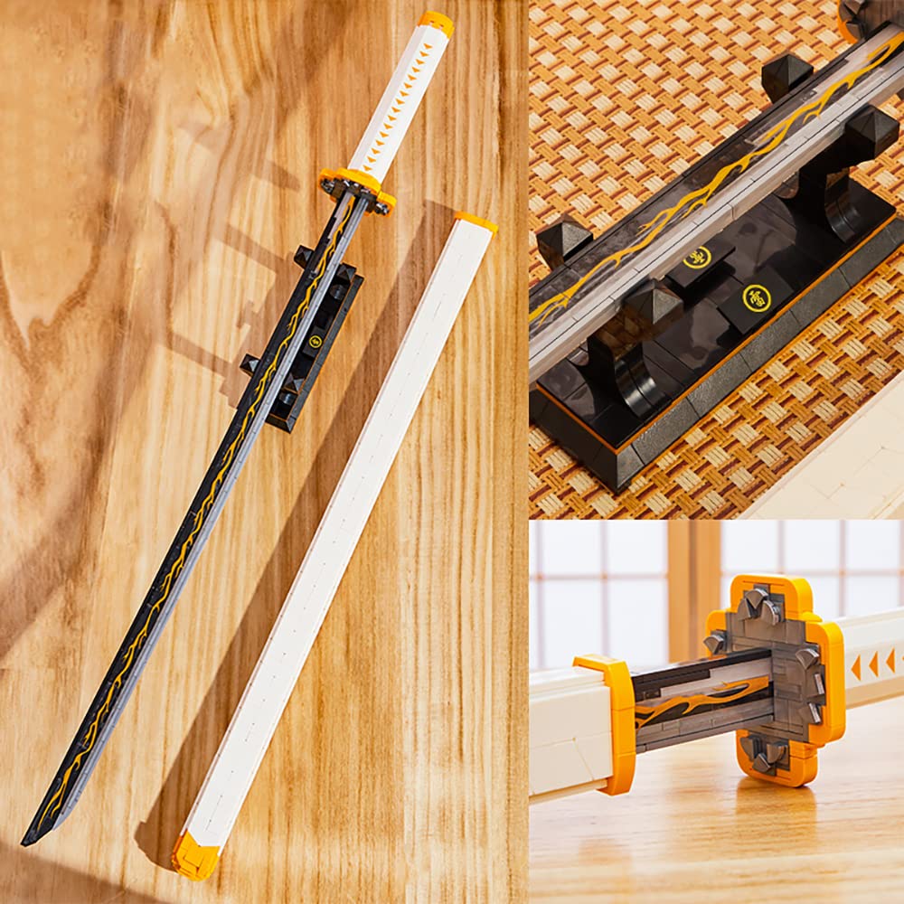 Kravkind 956pcs, 39inch for Sword Building Block Model, Samurai Sword Set with Scabbard and Stand, Best Gift for Anime Fans