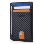 Buffway Slim Minimalist Front Pocket RFID Blocking Leather Wallets for Men and Women - Carbon Fiber Black