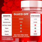 (3 Pack) Gluco Off Gummies, Official GlucoOff Supplement Gummys with All Natural Ingredients, Advanced Formula Gluco Off Gummies with Maximum Strength Health and Wellness Multivitamins (180 Gummies)