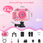 GKTZ Kids Waterproof Underwater Camera 1080P 4X Zoom 2"IPS Screen 32GB Card