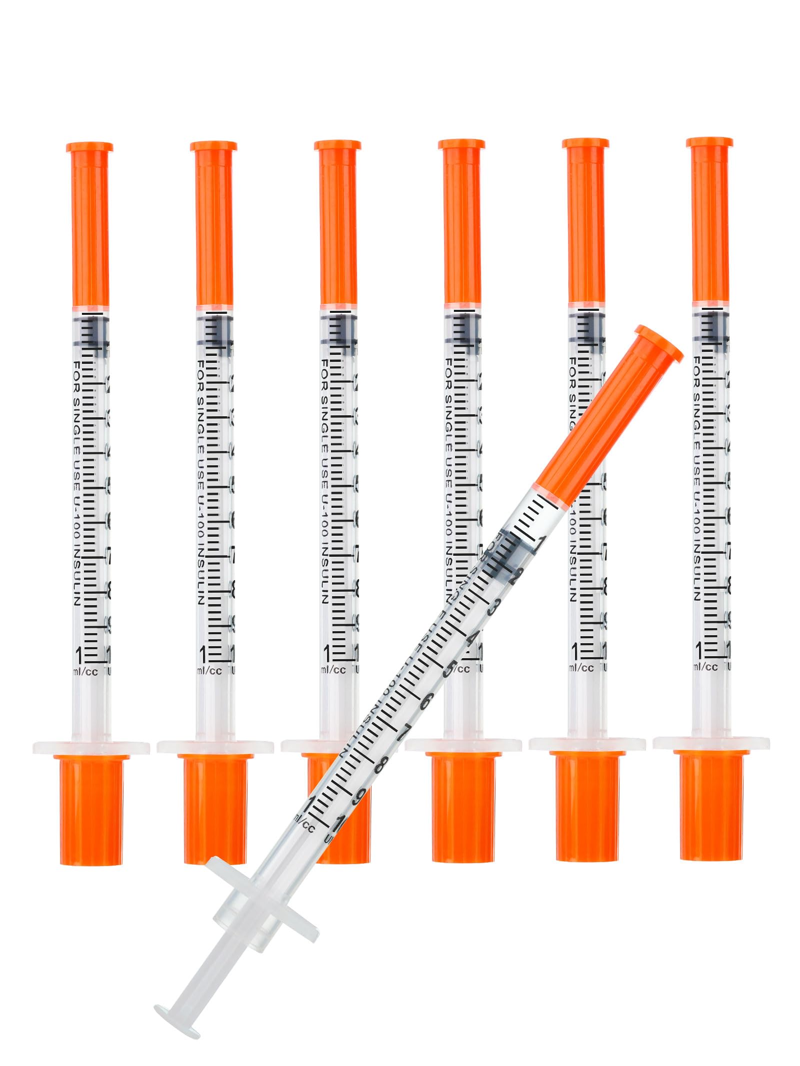 1ml Syringes 31G x 1/4" 6mm Disposable Lab Syringe with Caps, 100 Pack