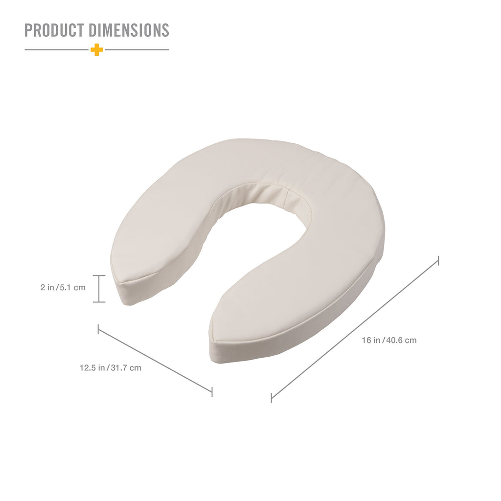 DMI Raised Toilet Seat Cushion and Cover to Add Extra Padding the while Relieving Pressure, Tear Resistant, FSA & HSA Eligible, 2 Inch Pad, White