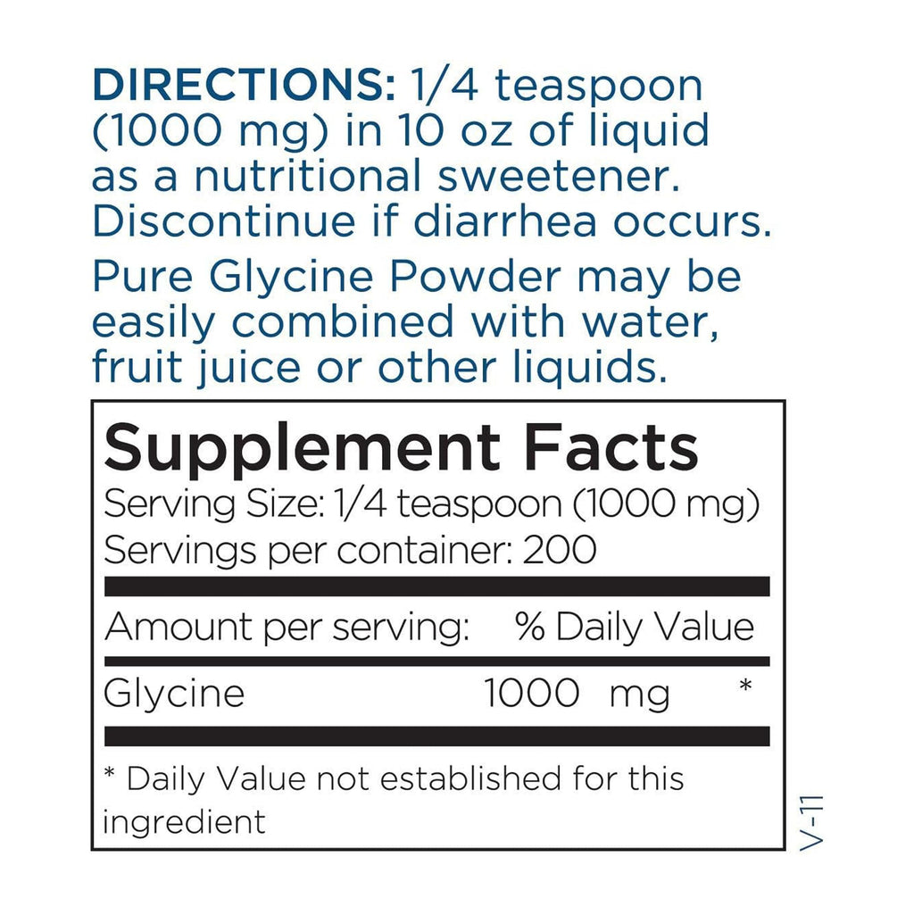 Metabolic Maintenance Glycine Powder - 1000 mg Glycine - Calm and Detox Support - Hypoallergenic Formula - Unflavored Powder - 200 Servings - 7 oz