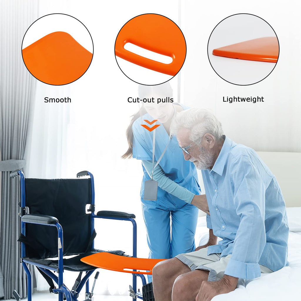 LOSCHEN Slide Transfer Board, Patient Slide Assist Device for Transferring Patient or Handica from Wheelchair to Bed, Toilet, Tub, Car - Slide Board with A Handle,Weight Capacity 320lbs