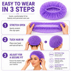 Disposable Bouffant Caps, 21inches Hair Net, Elastic Dust Cap for Food Service, Kitchen Head Cover (Purple)