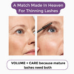 Rumi Cosmetiques VolumeCare+ Mascara For Mature Women - Extreme Length and Volume 2-in-1 Formula - No Clumps or Flaking, Long-Wearing, Hypoallergenic Mascara For Sensitive Eyes (Dark Brown)