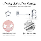 3 Pairs 925 Sterling Silver Star Stud Earrings for Women,Tiny Simple Geometric Stud Earrings Set Small Hypoallergenic Cartilage Tragus Ear Jewellery for Men (3/4/5mm)