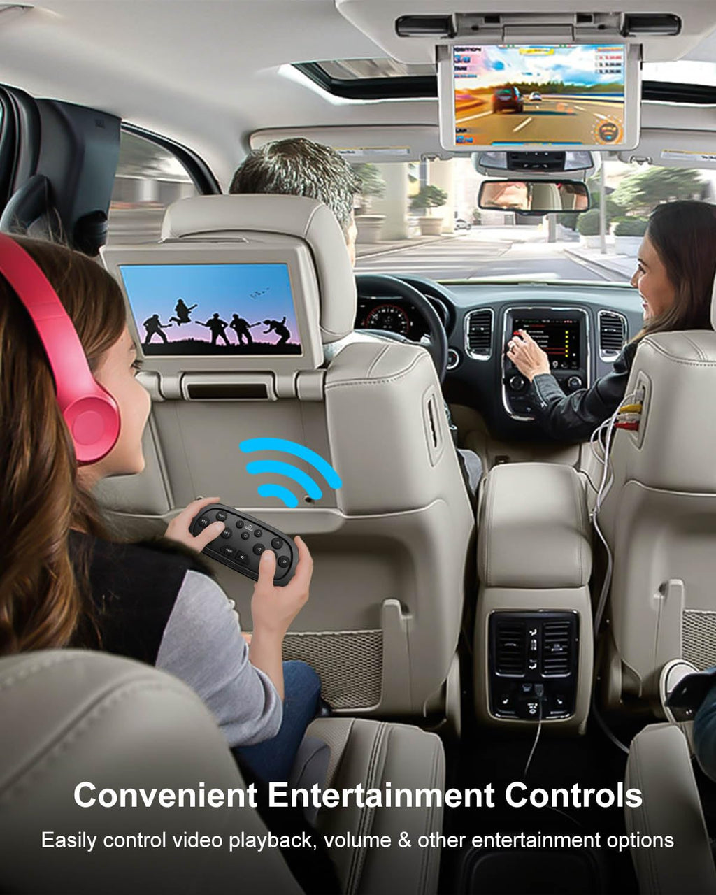 Video Remote Control Fits for GMC Yukon Sierra Chevrolet Tahoe Suburban Silverado Cadillac SRX Escalade ESV 2015-2021, DVD Player Remote Control Replace 84012998 23432163