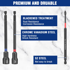 WORKPRO 16-Piece Magnetic Nut Driver Set and Bit, 6" Long Nut Drivers, Metric & SAE Nut Drivers for Impact Drill, Long Shank Nut Driver Bits, 1/4"Hex Shank, Long Power Bits, PH2, with Sturdy Tool Box