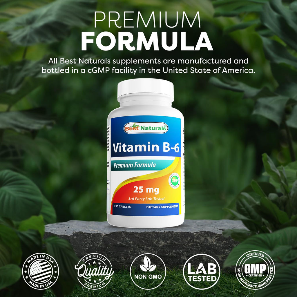Best Naturals Vitamin B6 25mg 250 Tablets (250 Count (Pack of 2))
