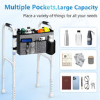 Rhino Valley Walker Bag, Multi Pockets Folding Walker Basket Tote Bag with Cup Holder, Hand-free Carry Pouch Storage Bag for Universal Walkers, Large Capacity Organizer for Seniors Elderly, Gray