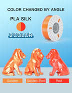PINBALL Silk PLA 3D Printer Filament 1.75mm Shiny Silk Dual Color Filament 3D Printing PLA Filament Dimensional Accuracy +/- 0.02mm 1 KG Silk Dual Color Golden-Red