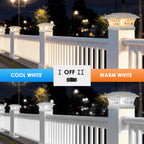 DAMAYCA 2 Pack Solar Post Cap Lights Outdoor Waterproof, Fits 4x4, 5x5, 6x6 Wooden & Vinyl Fence Decks with Warm & Cool White Light Modes (Classic White, 2)