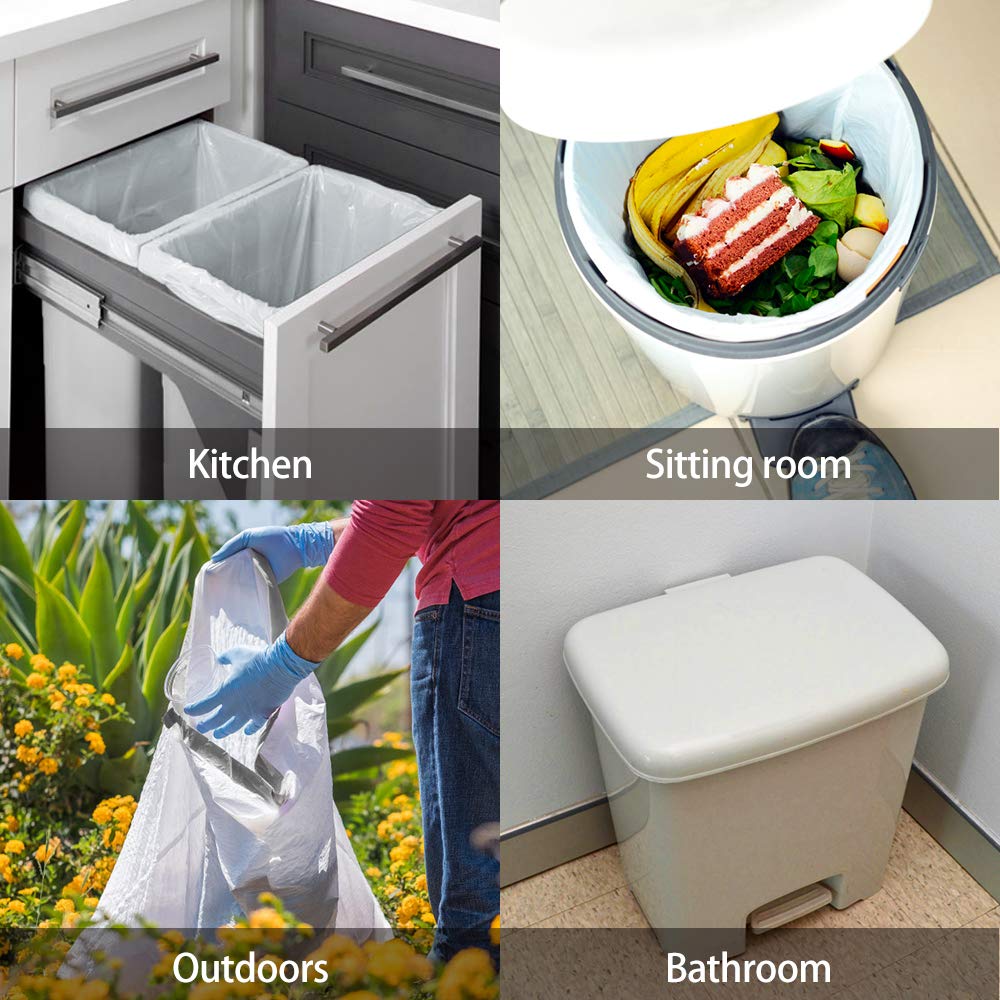 Teivio 8 Gallon 210 Counts Strong Drawstring Trash Bags Garbage Bags, Medium Kitchen Trash Can Bathroom Bin Liners, Plastic Trash Bags for Home Kitchen Office, White