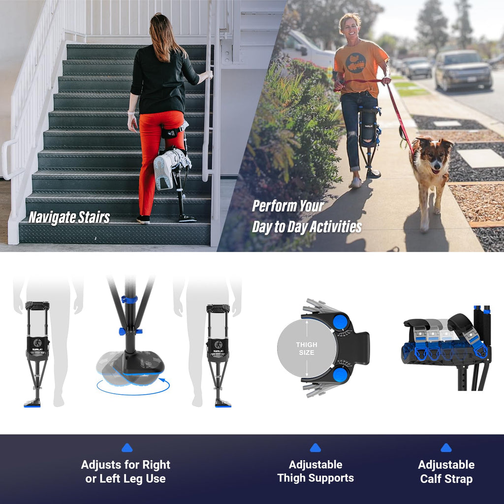 iWALK3.0 – The Original Hands Free Knee Crutch - Alternative to Crutches and Knee Scooters - iWALK Replaces Crutches for Adults - Peg Leg Crutch For Lower Leg Injuries - See All Qualifications for Use - Not for Elderly or Balance Impaired