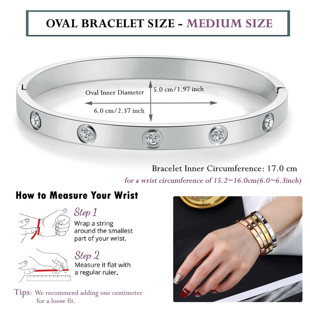 RIMRIVA Silver Bracelets for Women Trendy Love Friendship Bangle
