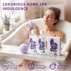 BODY & EARTH Spa Gift Baskets for Women 11pcs Lavender Gift Sets with Bubble Bath, Shower Gel, Body Lotion, Mom Birthday Gifts, Spa Kit, Purple Gift for Her, Christmas gifts
