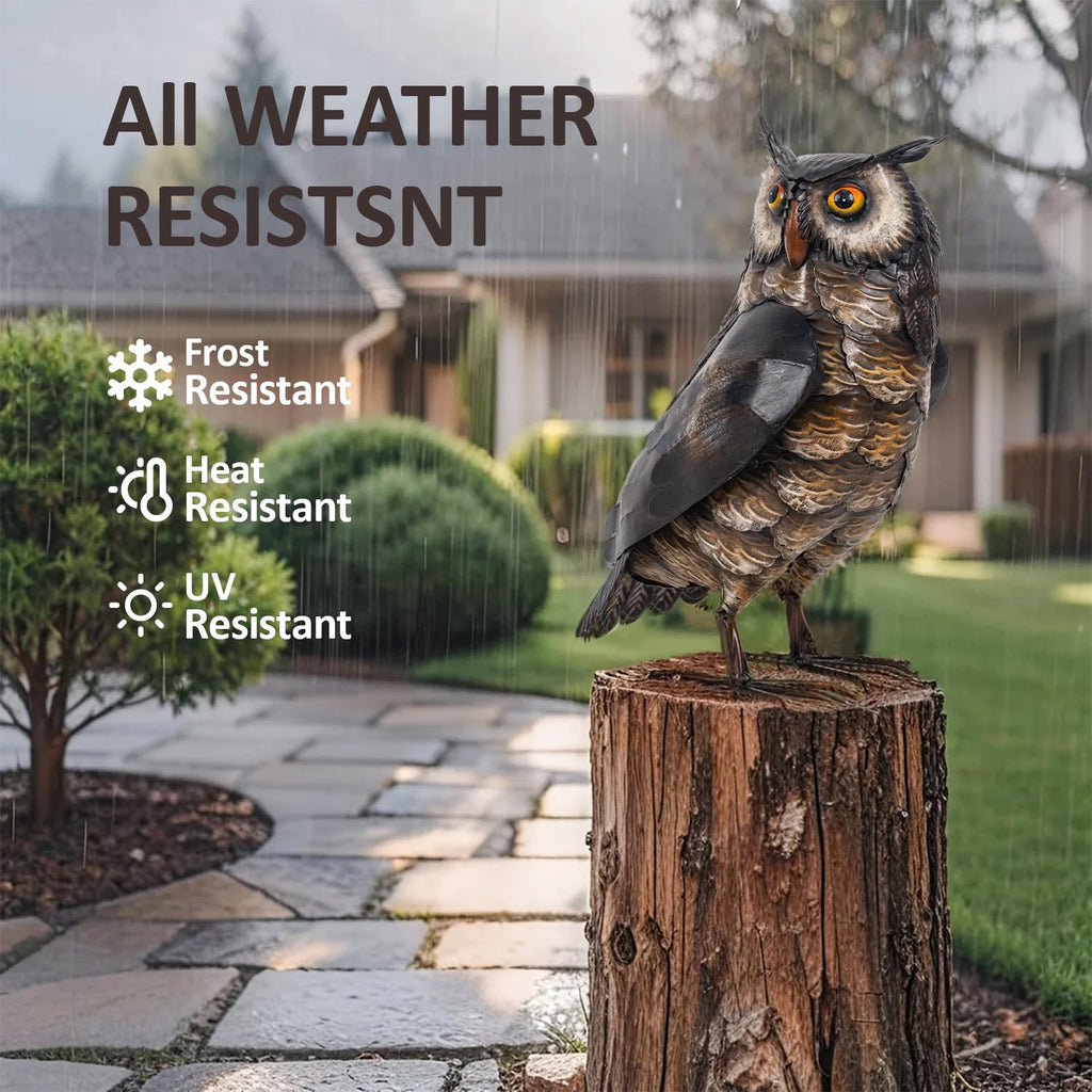 Natelf Outdoor Metal Brown Standing Owl Garden Statue for Patio Yard Decor