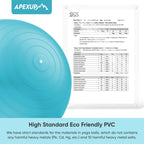 APEXUP Yoga Ball Exercise Ball, Anti Slip Stability Ball Chair, Heavy Duty Large Gym Ball for Fitness, Balance, Core Workout and Physical Therapy (S (15"~18") 45cm, Light Blue)