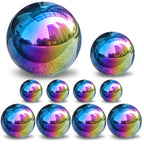 yarlung 10 Pack Stainless Steel Rainbow Gazing Balls, 50-150 mm Garden Mirror Globe Floating Sphere, Polished Hollow Ball Reflective Ornament for Home Yard Outdoor Lawn Decoration