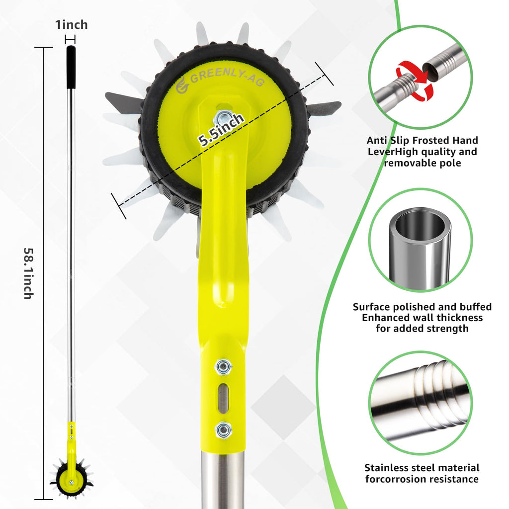 G GREENLY-AG 58-Inch Manual Edger Lawn Tool, Wheel Rotary Edger