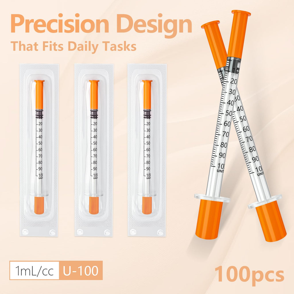 0.5ml Syringe 31G 5/16" 8mm, Lab Tools Individually Wrapped 100 Pack