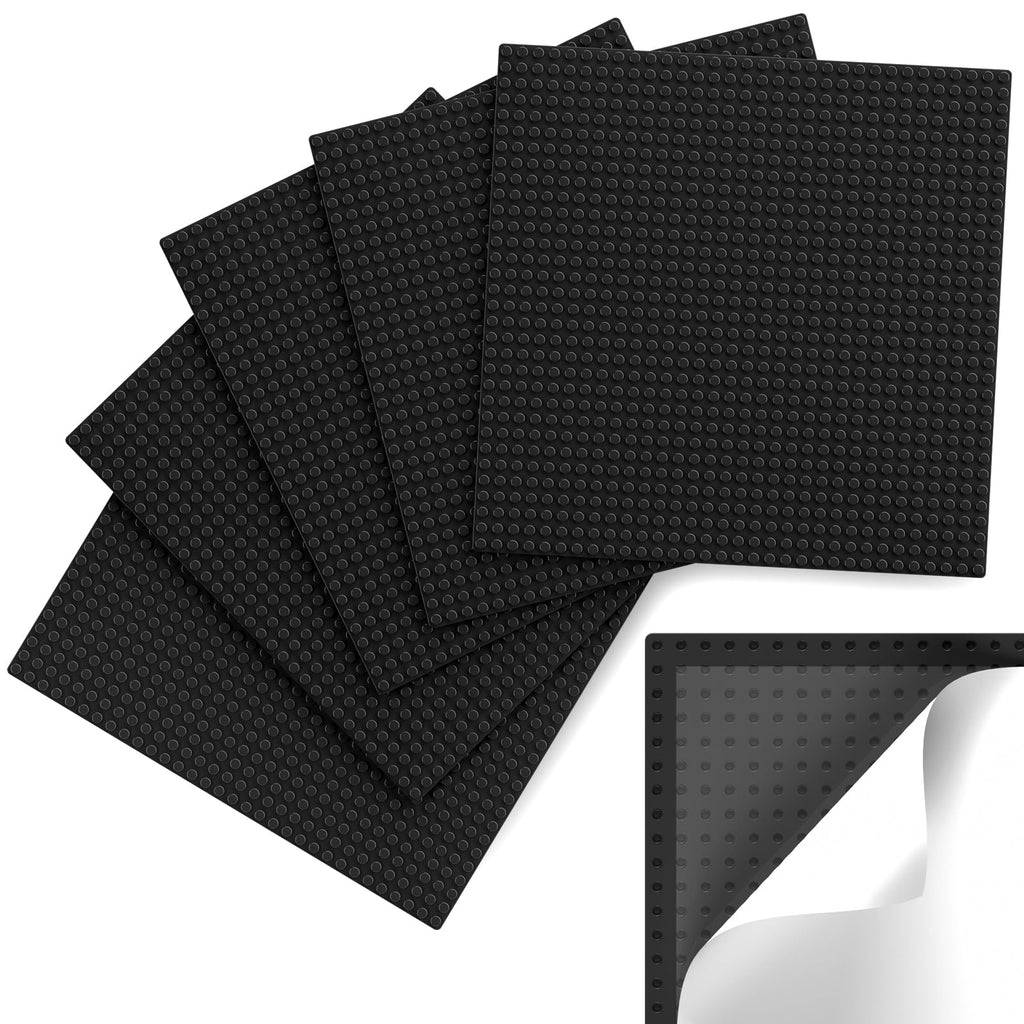 Pokiiulk Classic Baseplates, Peel and Stick Base Plates for Building Bricks, Compatible with Major Brands, Self-Adhersive Base for Bricks 10" x 10", 6 Pack Black…