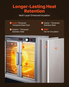 VEVOR Electric Hot Box Food Warmer, 5-Tier Commercial Warming Cabinet with Water Tray, Double-Door and Adjustable Shelves, Stainless Steel Food Warmer Cabinet, for Restaurant, Kitchen, Pizza, Chicken