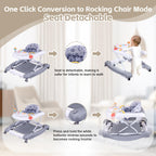 Foldable Baby 5-in-1 Activity Walker - Rocker, Activity Center, Bouncer, Seat, Push Walker - Adjustable Speed Rear Wheels and Height Toys Ages 6-18 Months (Grey)