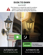 Qualilux Dusk to Dawn ST19 LED Edison Light Bulbs, Vintage Amber Glass, 2300K Amber Warm, 6.5W=60W, Non-Dimmable Auto On/Off Light Sensing LED Filament Bulb Outdoor, 700LM, E26, 2-Pack, HQ-H027