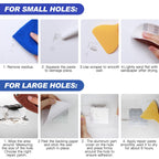 SEISSO Drywall Repair Kit, Wall Mending Agent*3(100g), Wall Patch*4, Scraper and Sandpaper*2, Wall Repair Paste Kit for Wall Cracks, Graffiti, Whitewall Hole Filler and Plaster Dent Repair