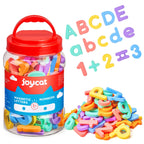 JoyCat Magnetic Letters and Numbers, Uppercase and Lowercase Alphabet Fridge Magnets, Preschool Educational Learning Plastic ABC 123 Colorful Toy Set, Math Symbols for Toddlers, Kids (104 PCS)